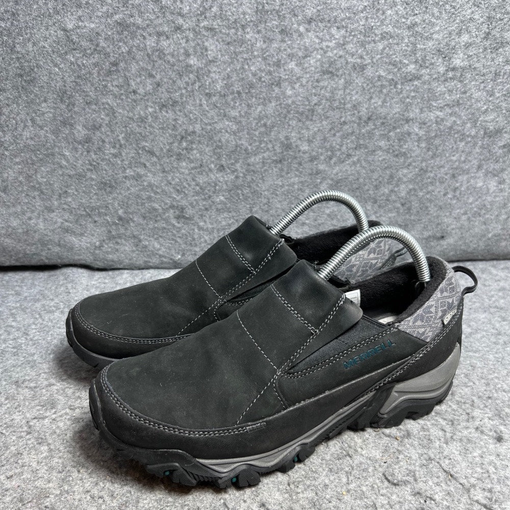 Merrell Coldpack Ice+ Moc Black Leather Slip On Hiking Shoes Womens Size 10